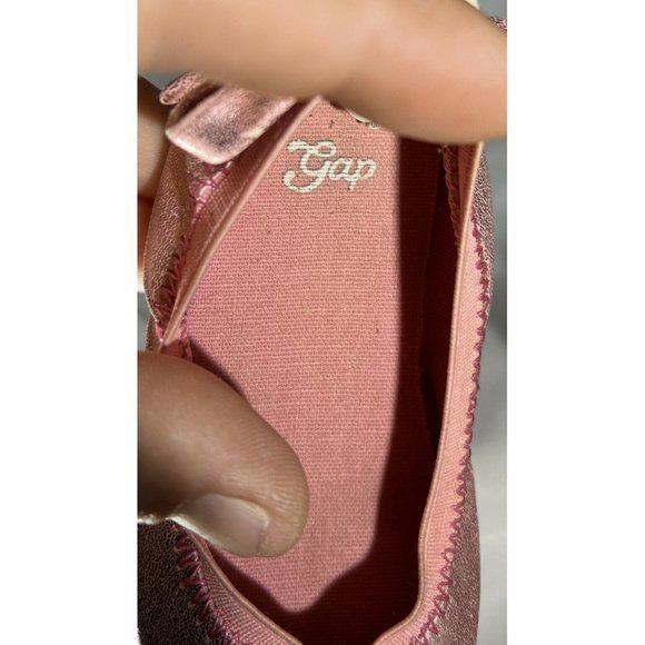 Gap Size 6 Toddler Girls Pink Shiny Ballet Flat with Back Bow - Picture 3 of 6